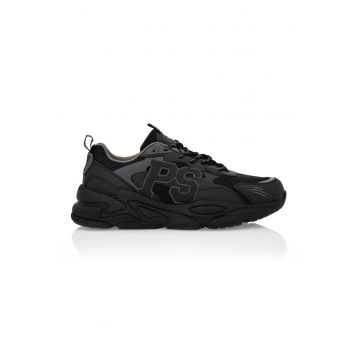 Pantofi sport low-cut cu monograma si insertii textile