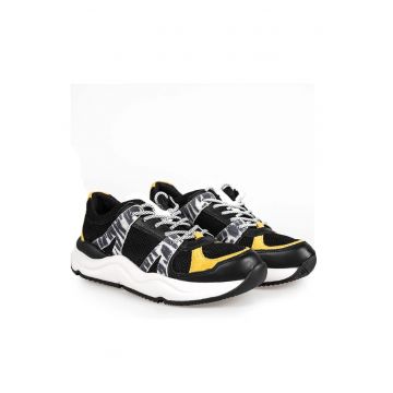 Pantofi sport cu design colorblock si insertii de piele  Topazio -