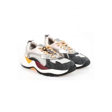 Pantofi sport cu garnituri de plasa si piele intoarsa  T02 A -
