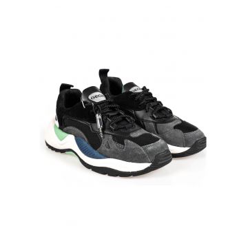 Pantofi sport cu garnituri de plasa si piele intoarsa  T02 A -