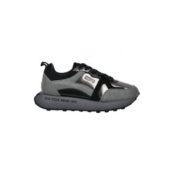 Pantofi sport de piele intoarsa cu garnituri de piele ecologica