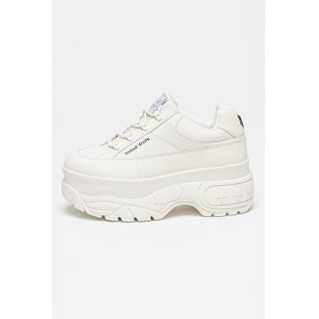 Pantofi sport demi-wedge de piele Sporty - Alb murdar