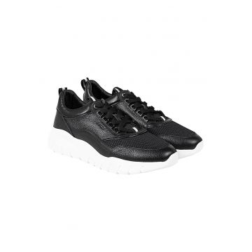 Pantofi sport din piele cu insertii textile -