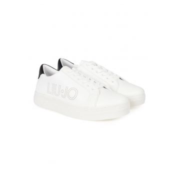 Pantofi sport din piele ecologica cu perforatii decorative -