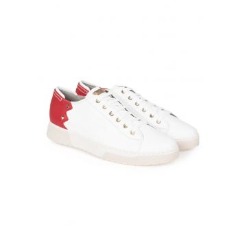 Pantofi sport din piele naturala cu design colorblock -