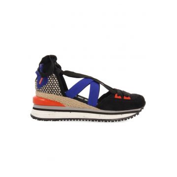 Pantofi sport wedge cu decupaje - Negru