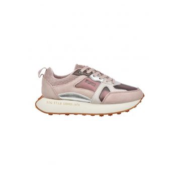 Pantofi sport wedge cu garnituri de piele intoarsa