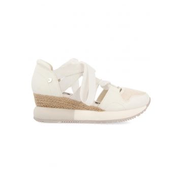 Pantofi sport wedge cu insertie de plasa Lizarda - Alb murdar