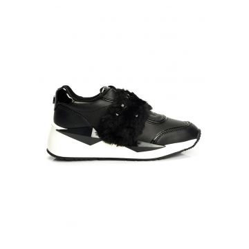 Pantofi sport wedge cu velcro pufos -