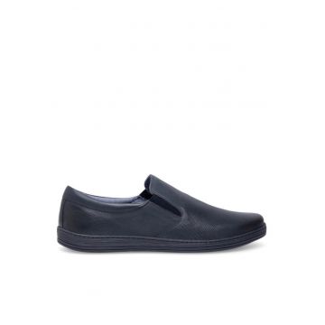 Tenisi barbati  din piele naturala - culoare bleumarin