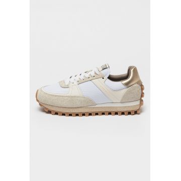 Pantofi sport colorblock cu piele intoarsa