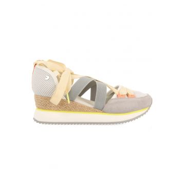 Pantofi sport cu garnituri de piele intoarsa si decupaje Sambor - Grej/Crem