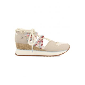 Pantofi sport wedge cu decupaje - Alb murdar