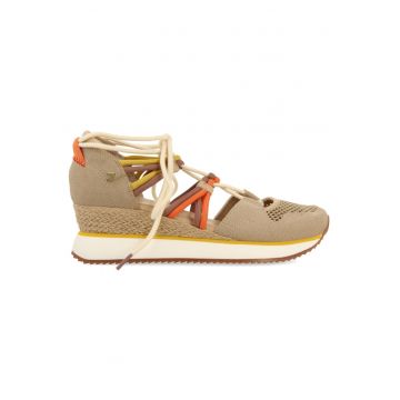 Pantofi sport wedge cu decupaje - Bej