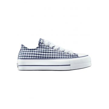 Tenisi  Chuck Taylor All Star cu platforma si carouri - Albastru