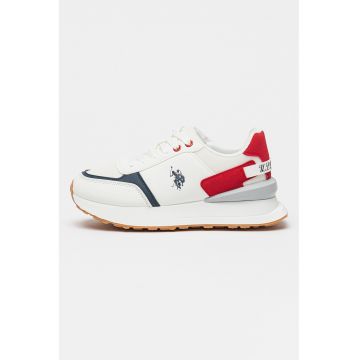 Pantofi sport din piele ecologica cu detalii contrastante
