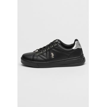Pantofi sport din piele ecologica cu logo