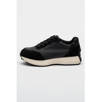 Pantofi sport uni cu detalii de piele intoarsa