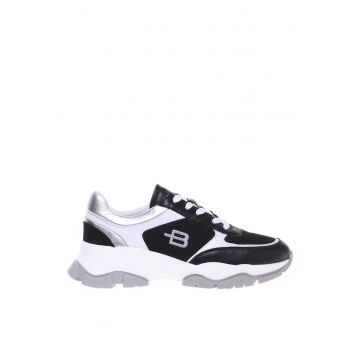 Pantofi sport din piele cu insertii din plasa