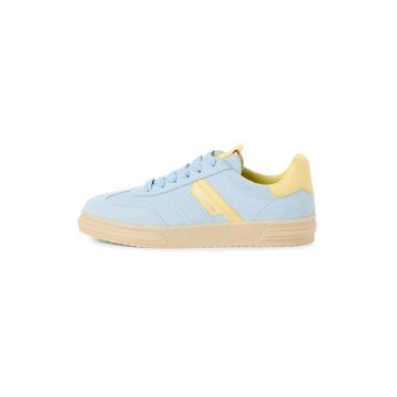 Pantofi sport low-cut de piele intoarsa si piele ecologica
