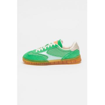 Pantofi sport low-cut wedge cu garnituri din piele intoarsa