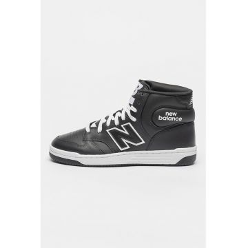 Pantofi sport mid-high din piele cu logo 480 - Alb/Negru