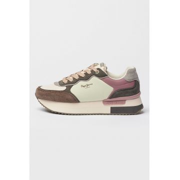 Pantofi sport cu aspect contrastant si garnituri de piele intoarsa