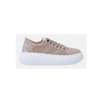 Pantofi sport scurti din piele cu platforma