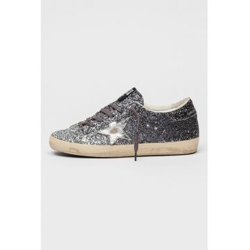 Pantofi sport Super-Star Classic cu sireturi si aspect stralucitor
