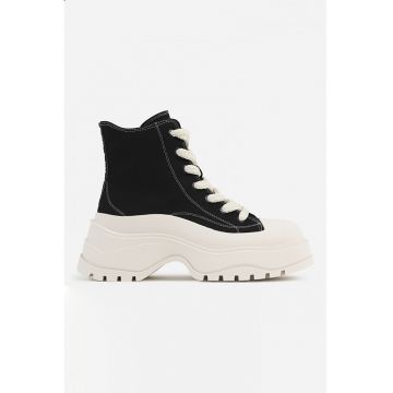 Tenisi mid-high cu talpa wedge demi