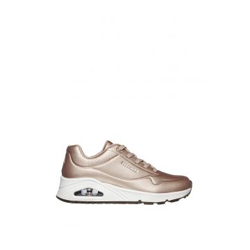 Pantofi sport de piele ecologica - cu aspect perforat Rose Bold