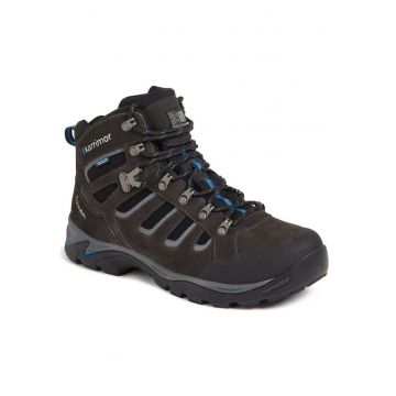 Pantofi trekking barbati -  Piele intoarsa/cauciuc - Negru/albastru