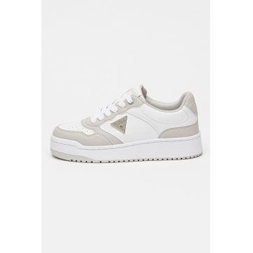 Pantofi sport de piele ecologica cu logo