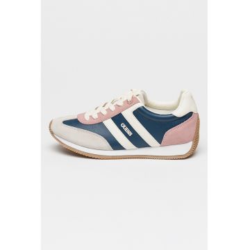 Pantofi sport de piele ecologica si piele intoarsa cu model colorblock