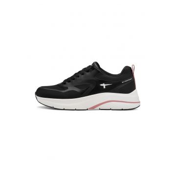 Pantofi sport din piele ecologica si material textil cu talpa wedge