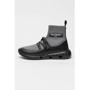 Pantofi sport high-top din plasa cu model tricotat