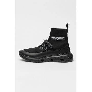 Pantofi sport high-top din plasa cu model tricotat
