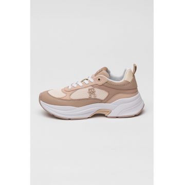 Pantofi sport cu garnituri din piele si logo