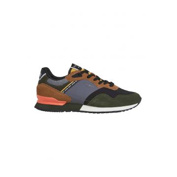 Pantofi sport cu model colorblock si garnituri din piele intoarsa