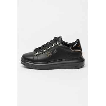 Pantofi sport din piele cu logo din strasuri
