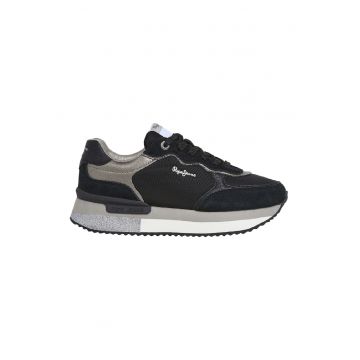 Pantofi sport din piele ecologica cu garnituri din piele intoarsa