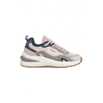 Pantofi sport din piele intoarsa cu model colorblock