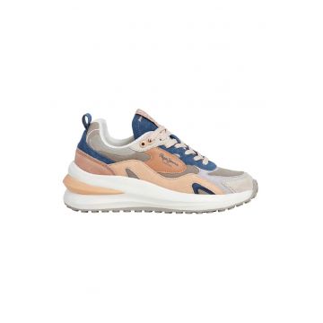 Pantofi sport din piele intoarsa cu model colorblock