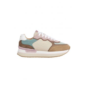 Pantofi sport din piele intoarsa si material textil