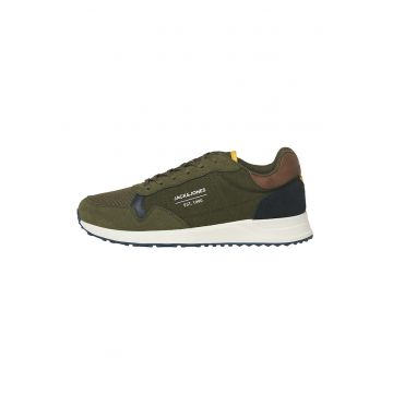 Pantofi sport de piele intoarsa ecologica cu garnituri de plasa