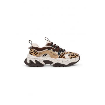 Pantofi sport demi-wedge cu garnituri de piele intoarsa
