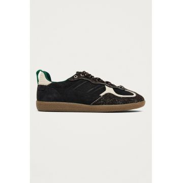 Pantofi sport din piele intoarsa cu garnituri contrastante