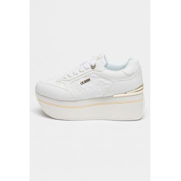 Pantofi sport wedge de piele ecologica