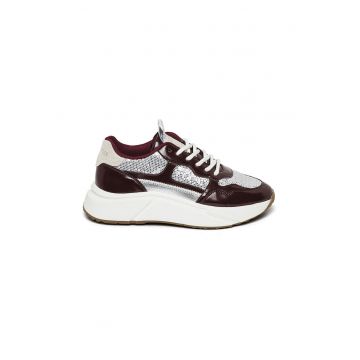 Pantofi sport wedge de piele ecologica