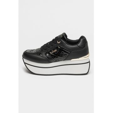 Pantofi sport wedge de piele ecologica